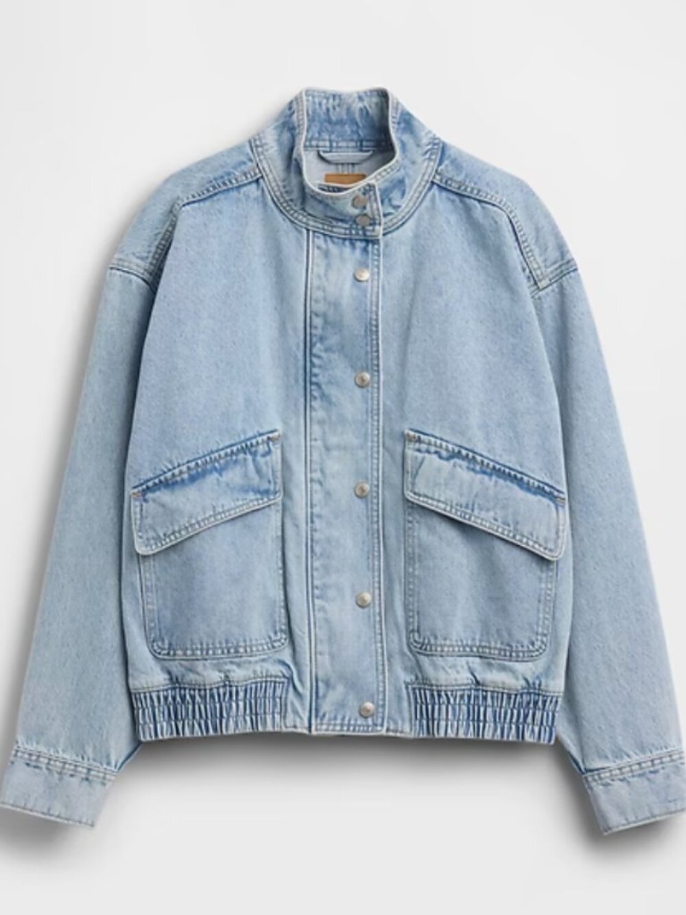 GAP Oversized Denim Bomber Jacket Medium Wash Blue Large $128